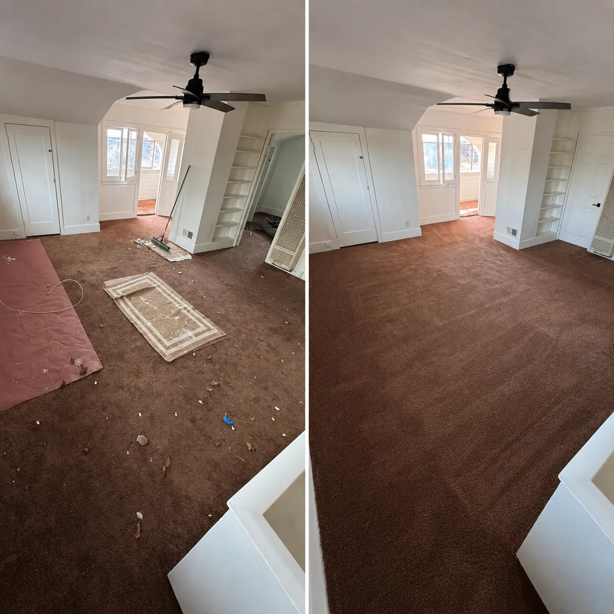 Living room carpet deep cleaned for an end of lease inspection